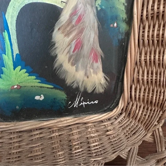 Woven Mexican Peacock feather art - Picture 2 of 7